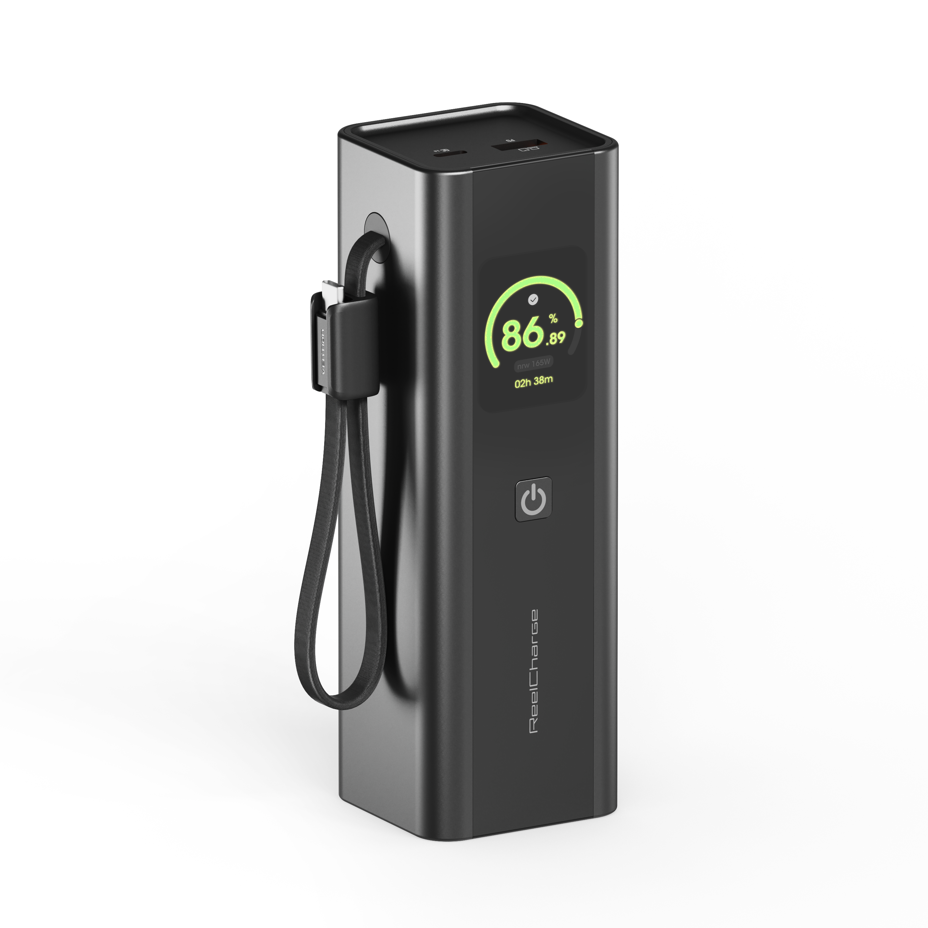 200W 27,000mAh Power Bank w/Integrated 140W USB-C Out Cable, Smart Display, USB-A & C Out