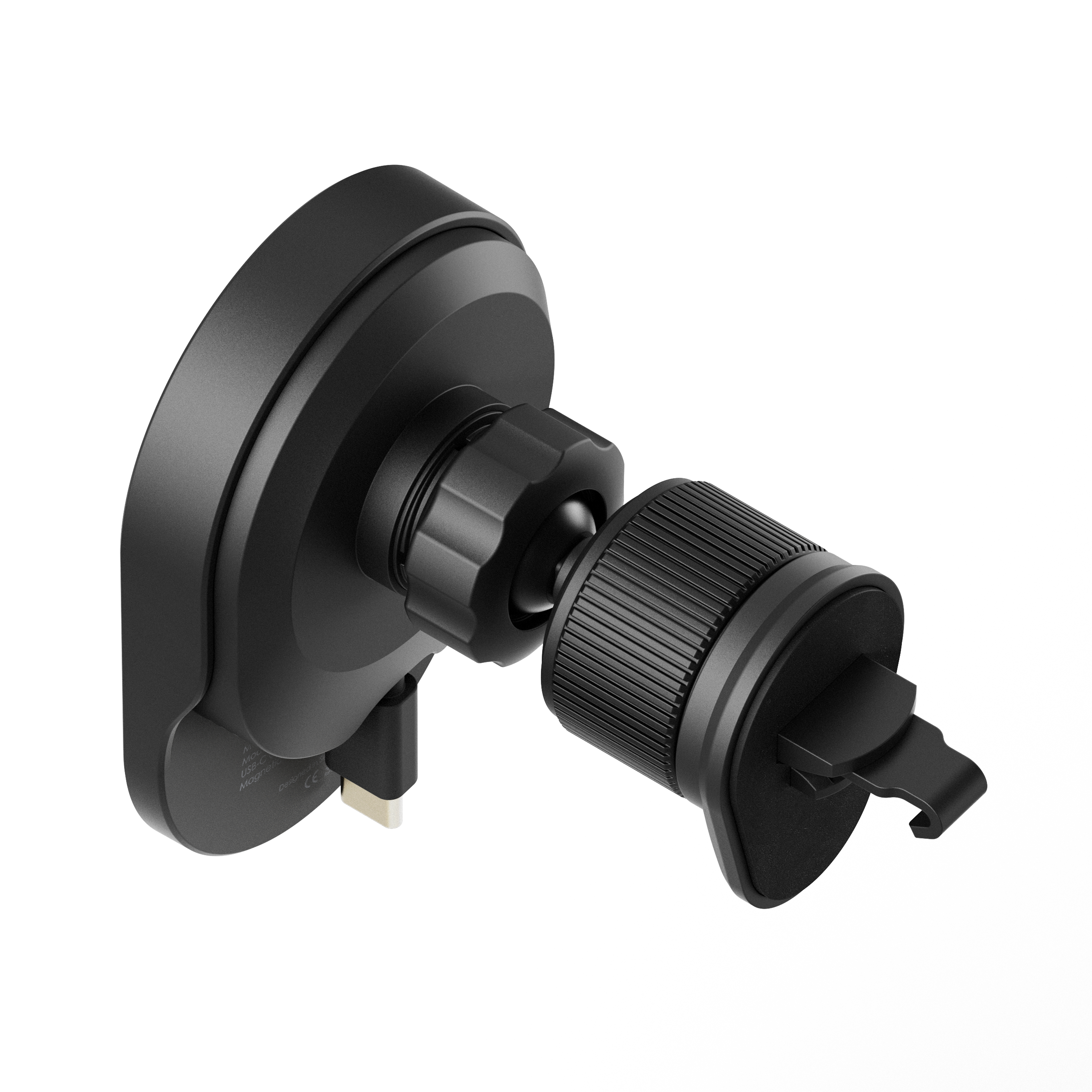 Vent Mounted Wireless Charger with Retractable Cable