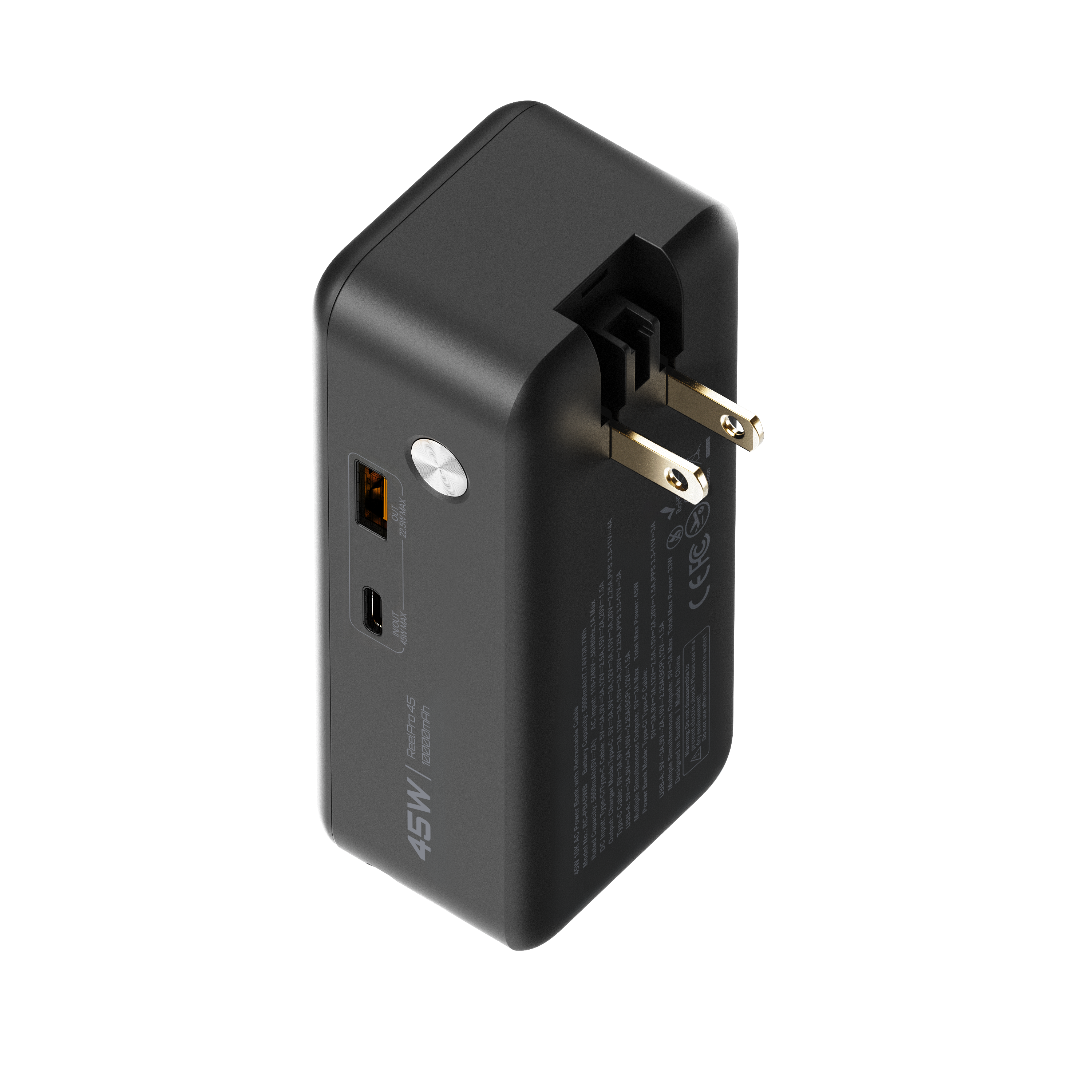10K mAh Power Bank with Retractable Cable - 45W