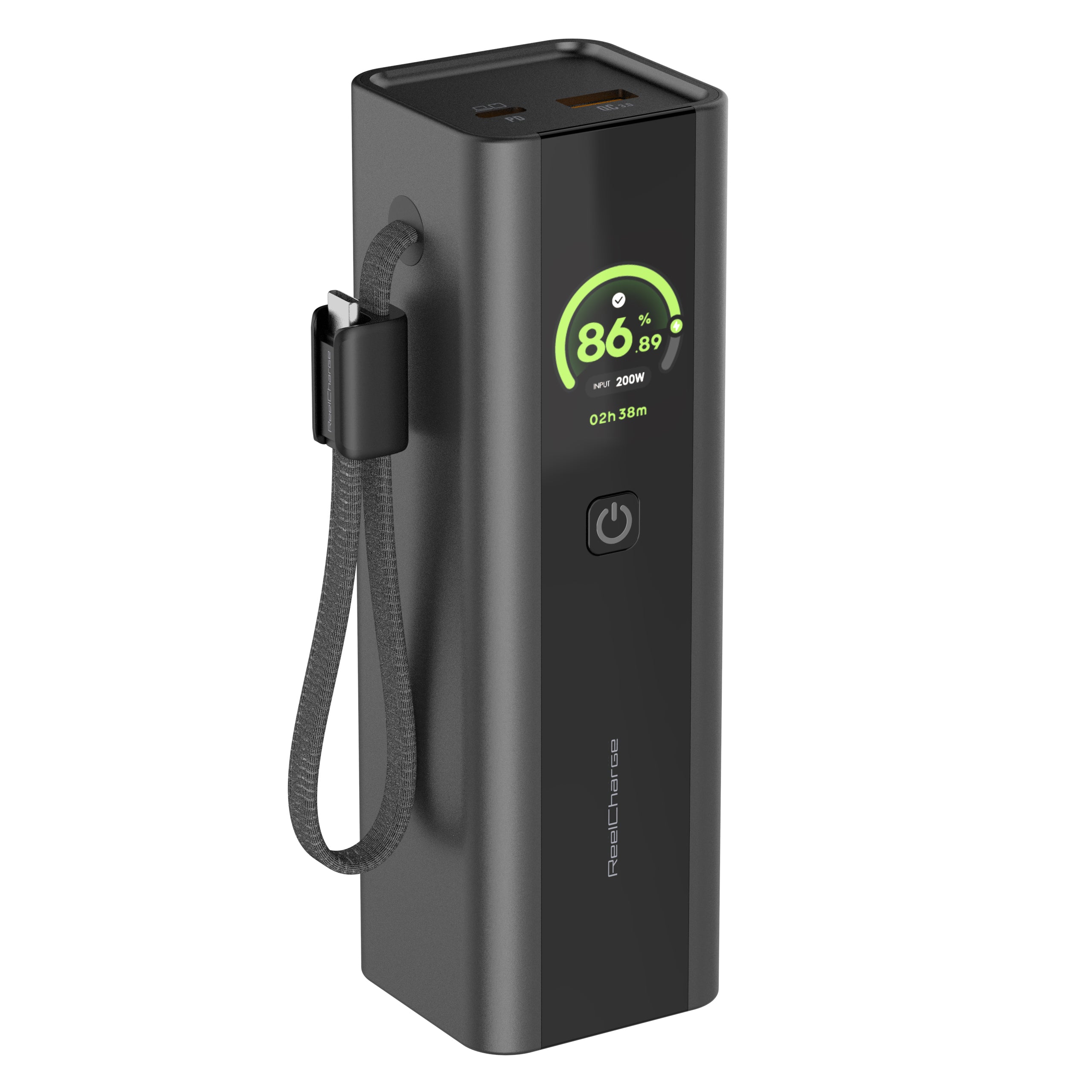 ReelPro 200W Power Bank with Integrated Cable - 27,000 mAh