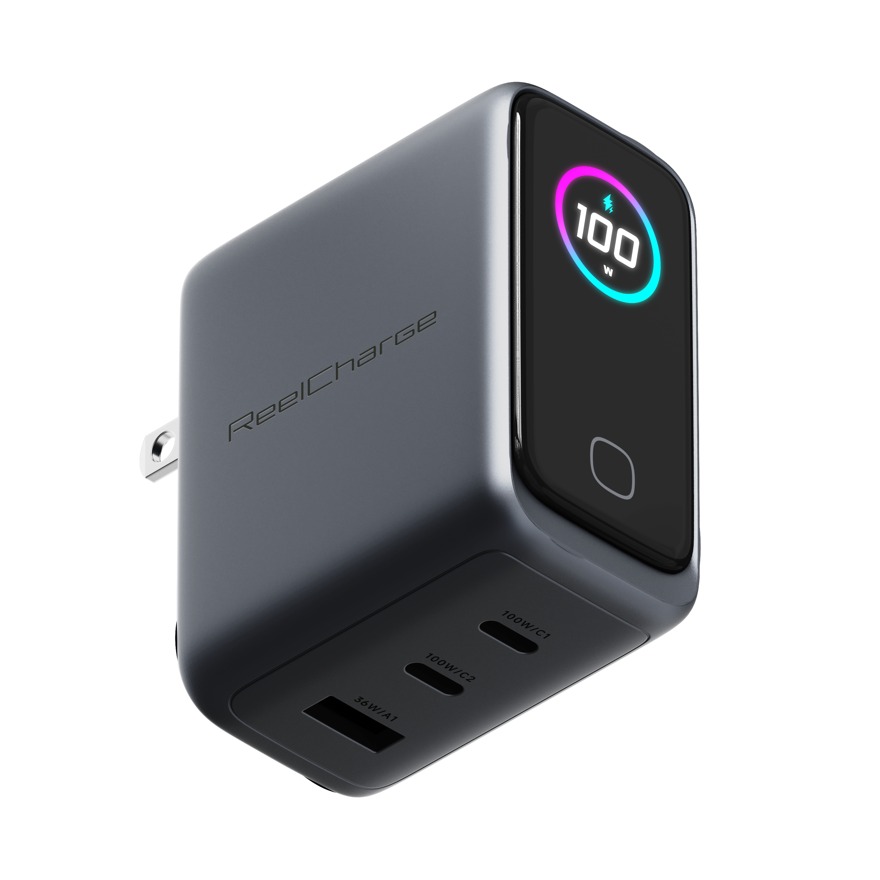3-in-1 Wall Charger with Smart Display - 100W
