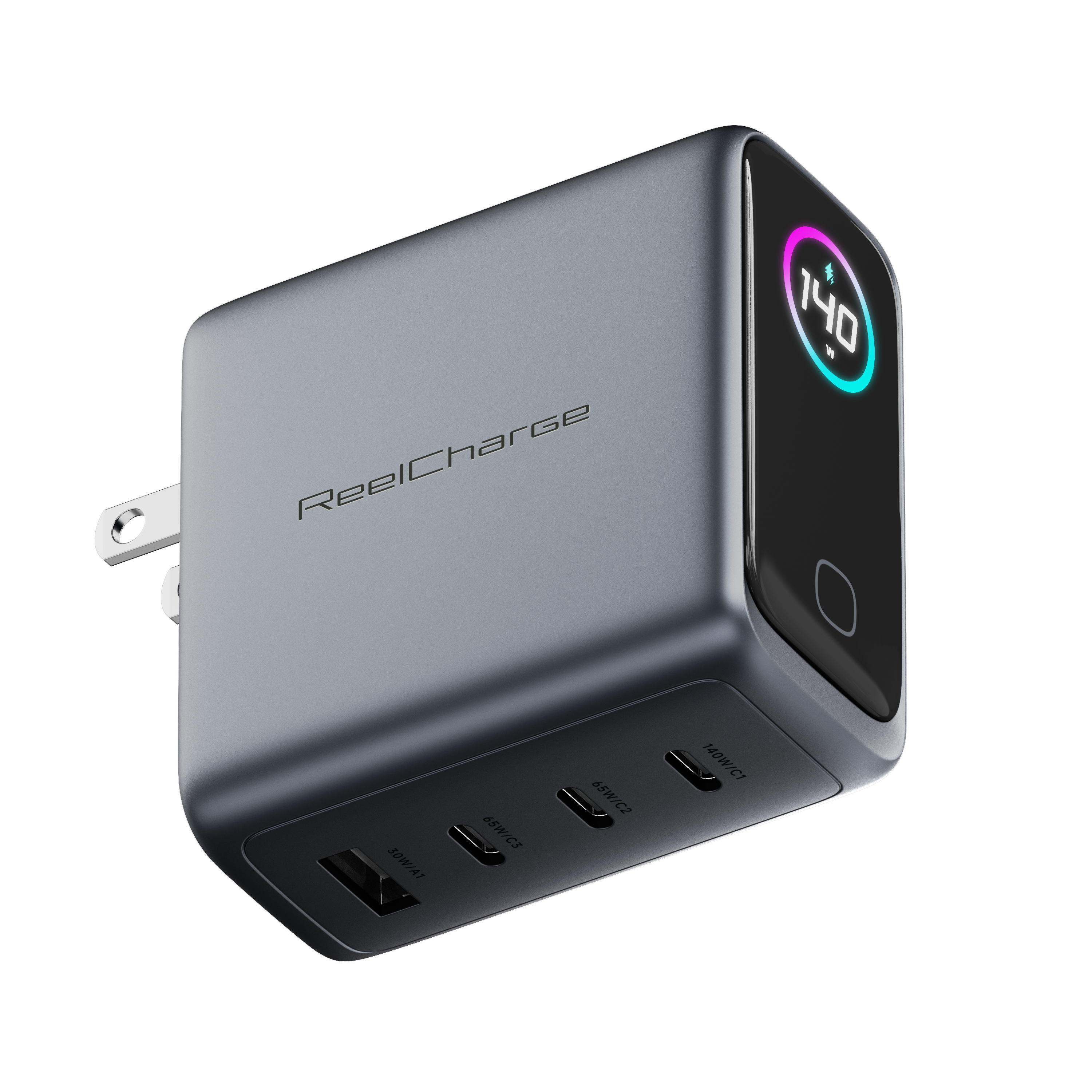4-in-1 Wall Charger with Smart Display - 140W