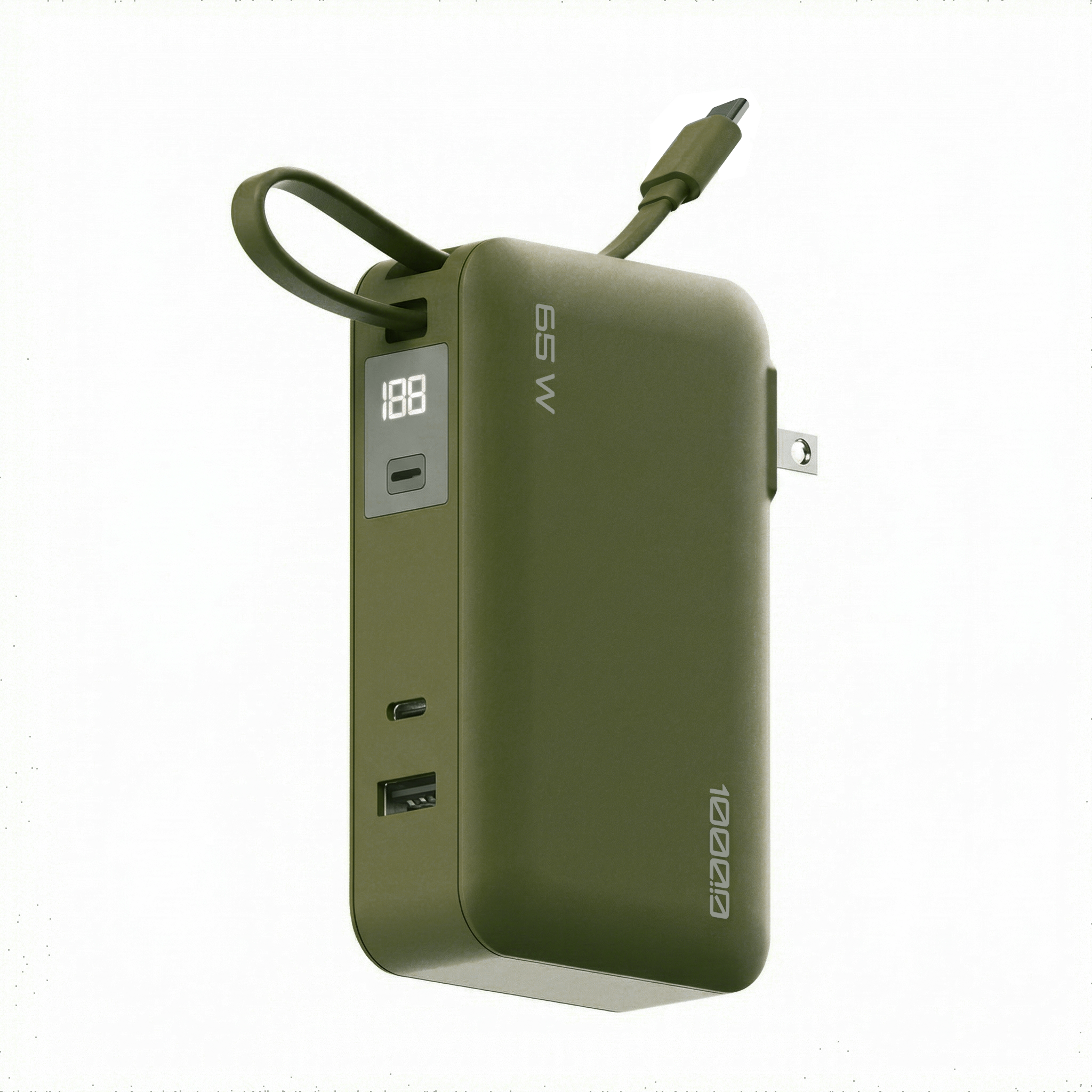 10K mAh Power Bank with Integrated Cable - 65W