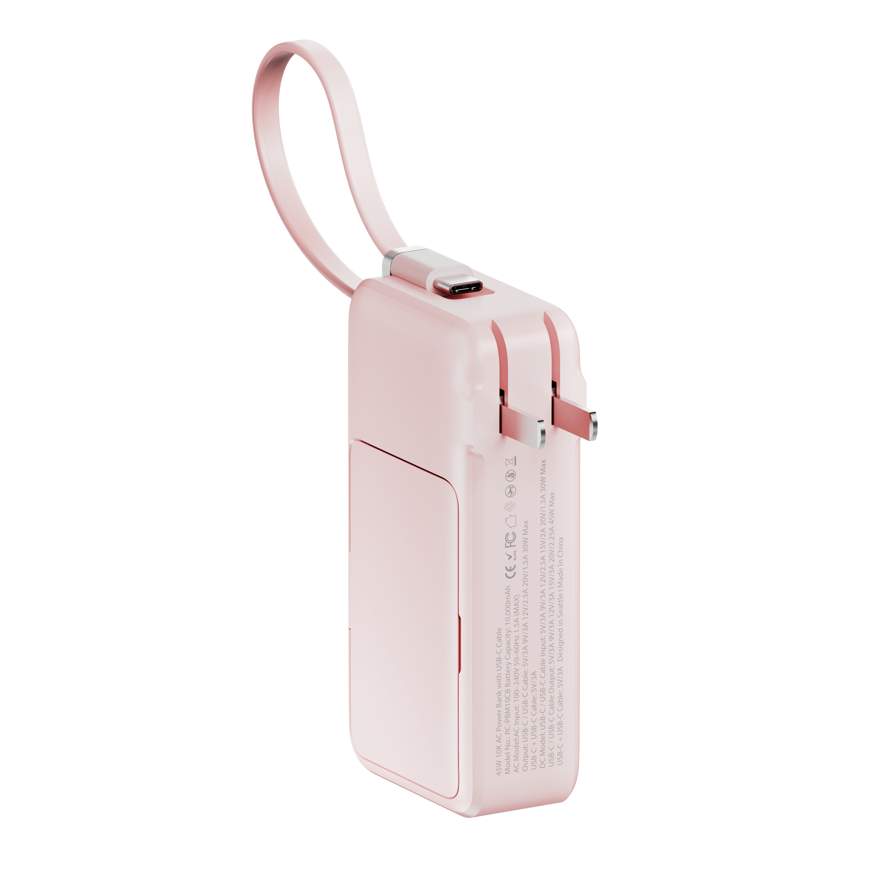 10K mAh Power Bank with Integrated Cable - 45W