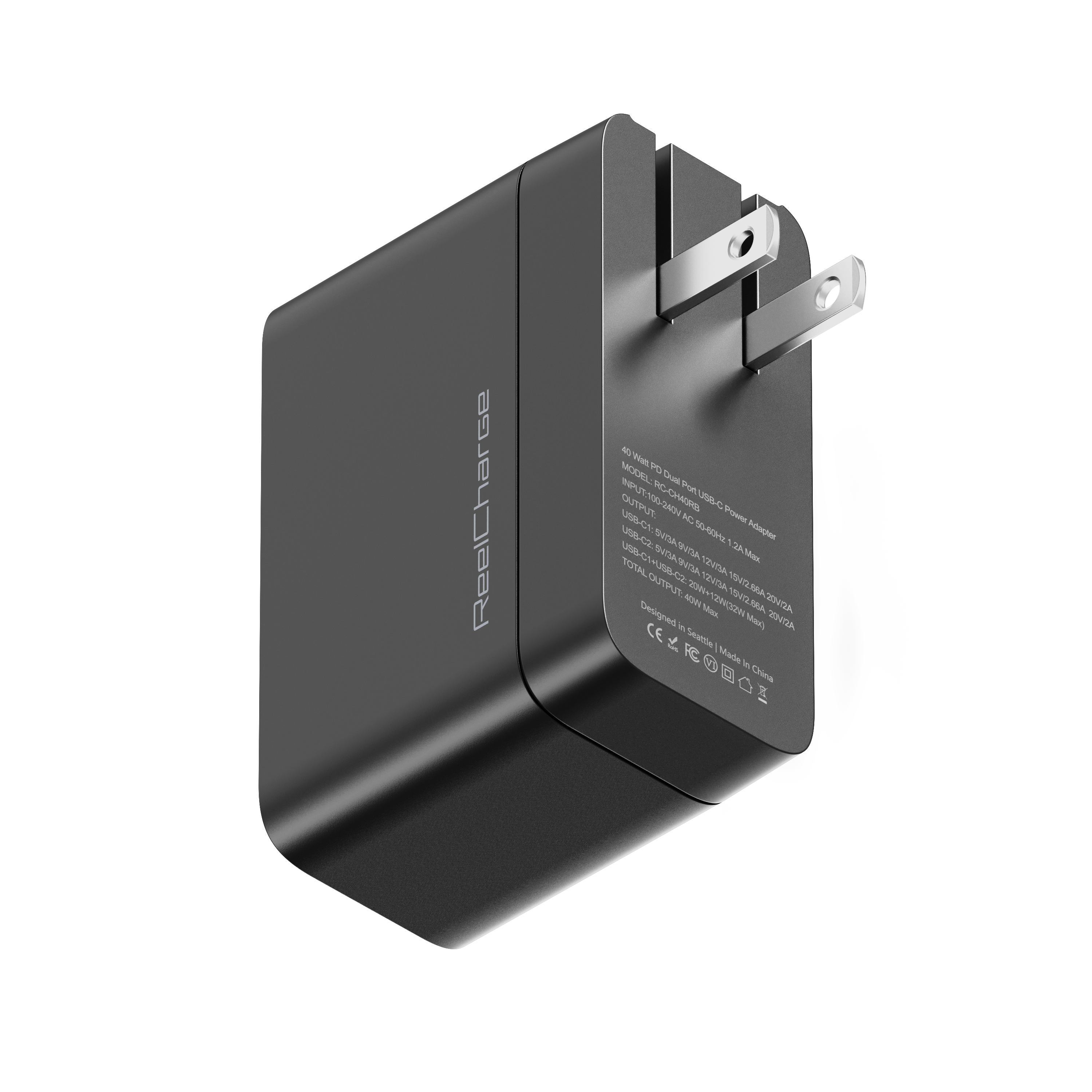 2-in-1 Wall Charger with Retractable Cable - 40W