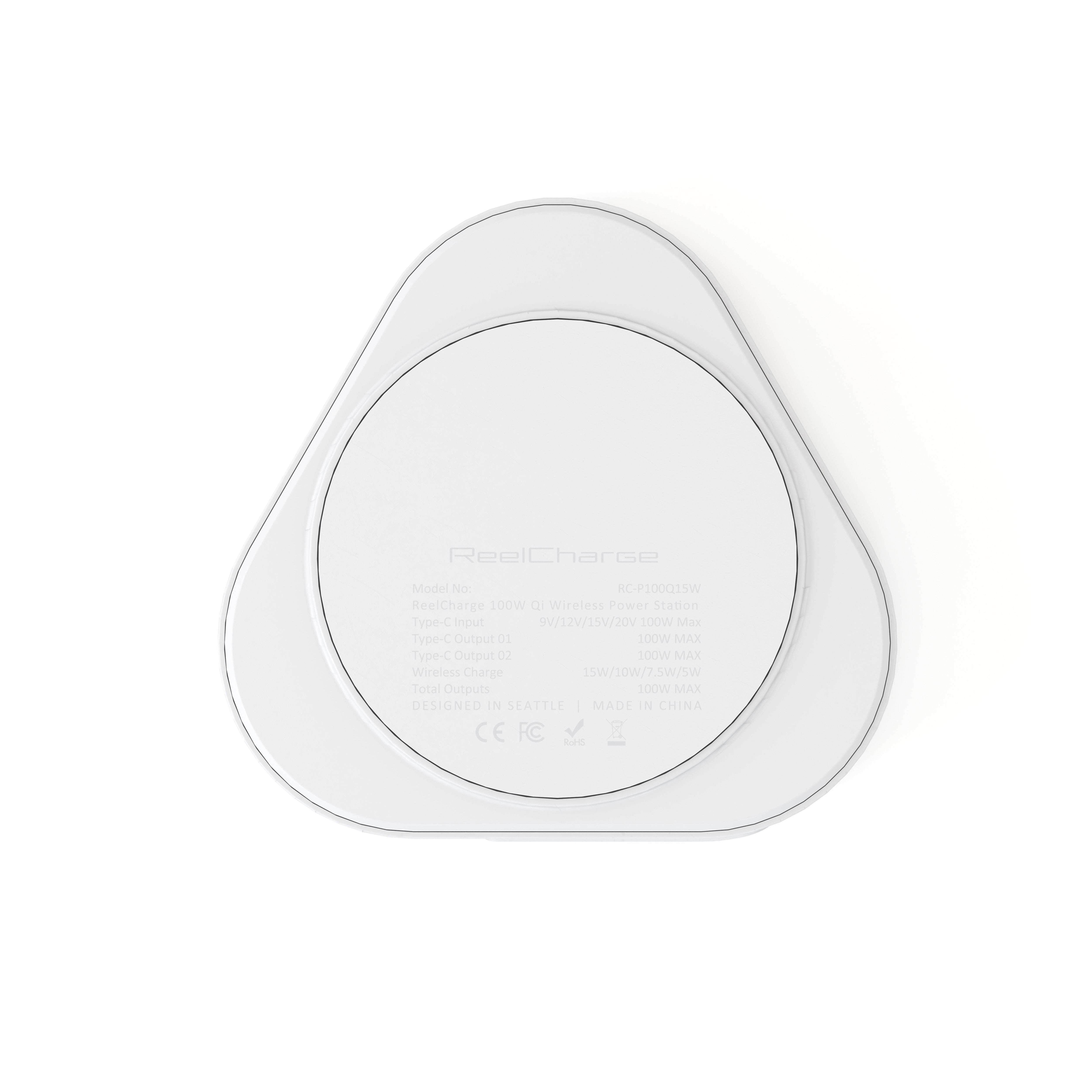 100W Qi 15W Power Station + Universal Watch Charger w/Dual Retractable Cables