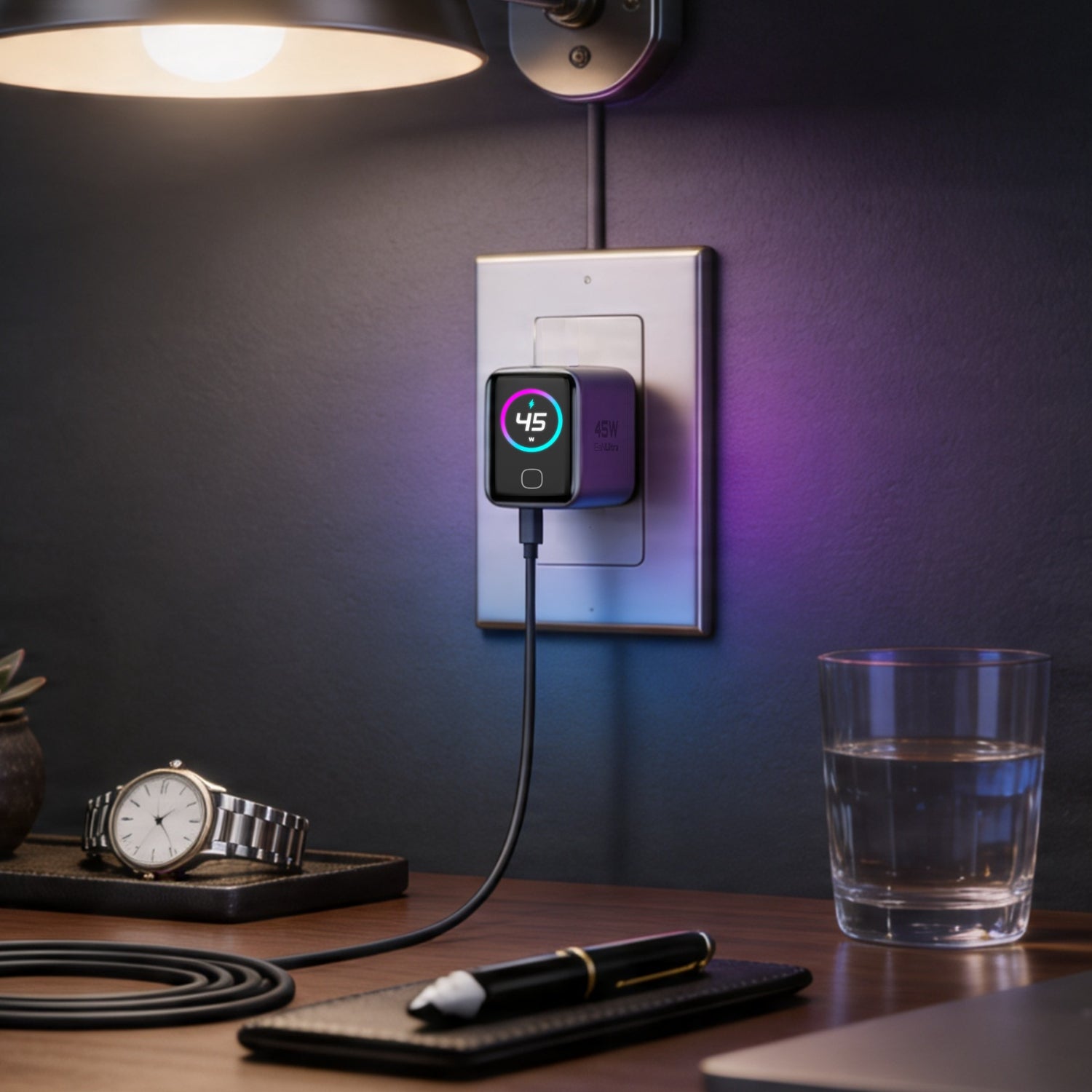 Mobile Wall Charger with Smart Display - 45W