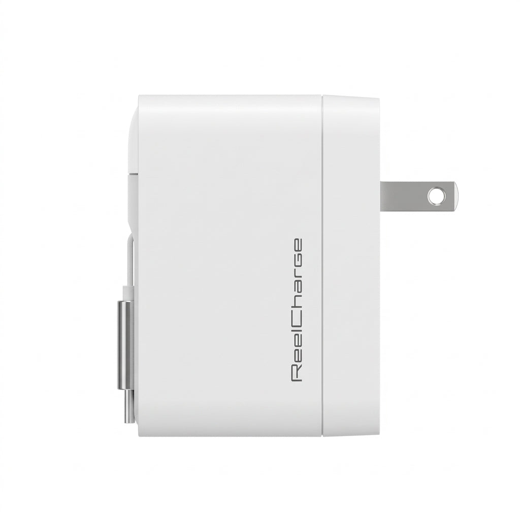 40W Wall Charger w/ Retractable USB-C Cable, LED Display, USB-C port, Folding Prongs