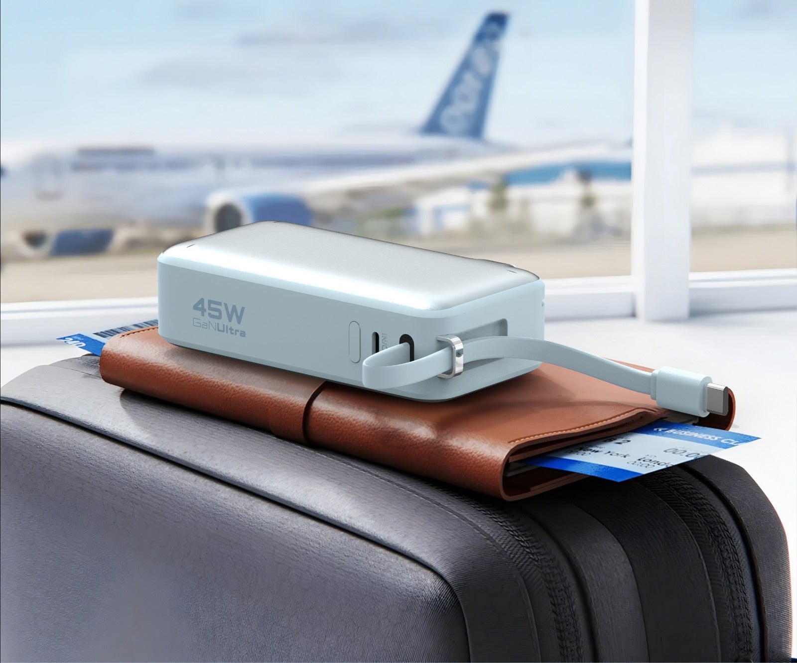 10,000 mAh Power Bank with Integrated Cable - 45W