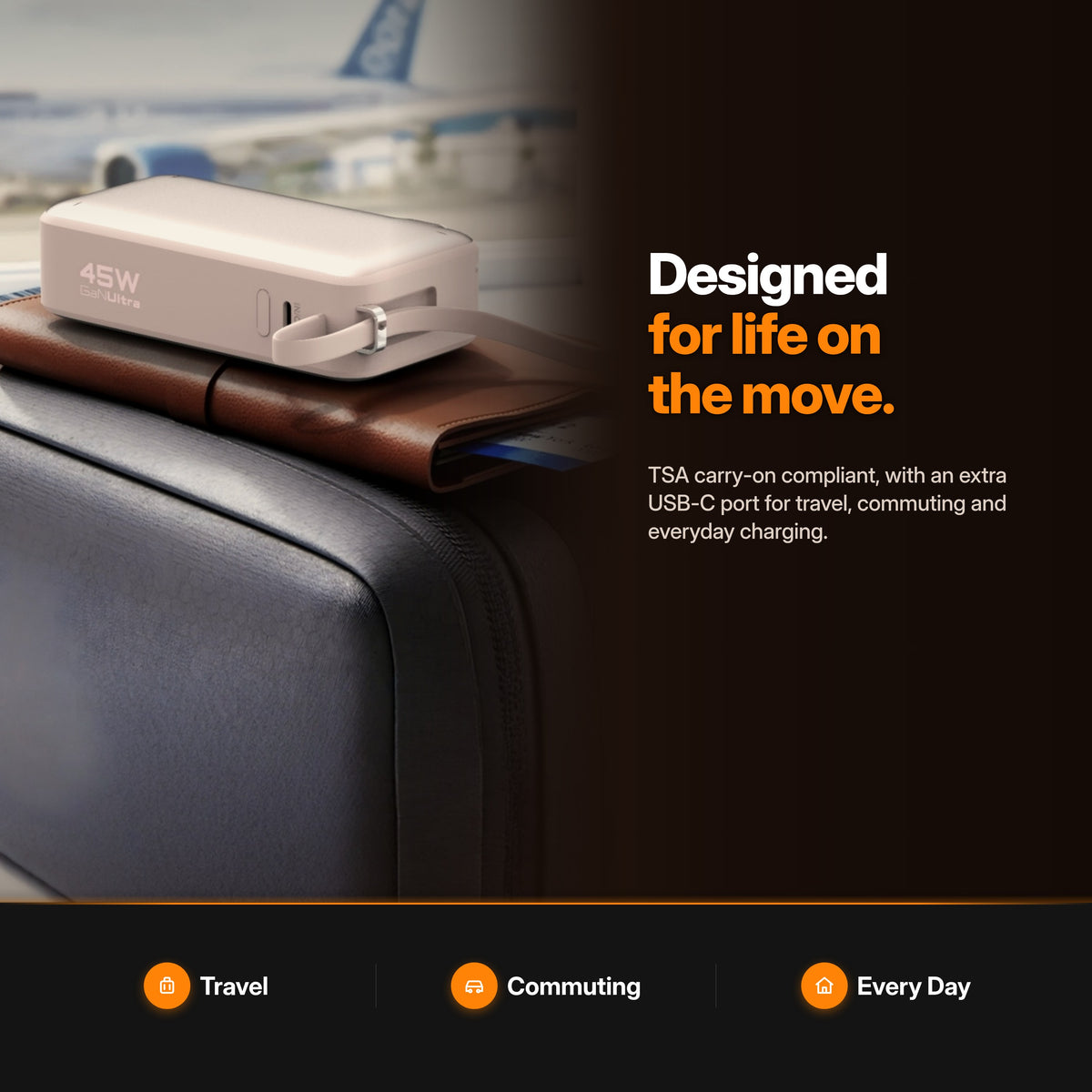 ReelCharge ReFlextion 45W Power Bank in use