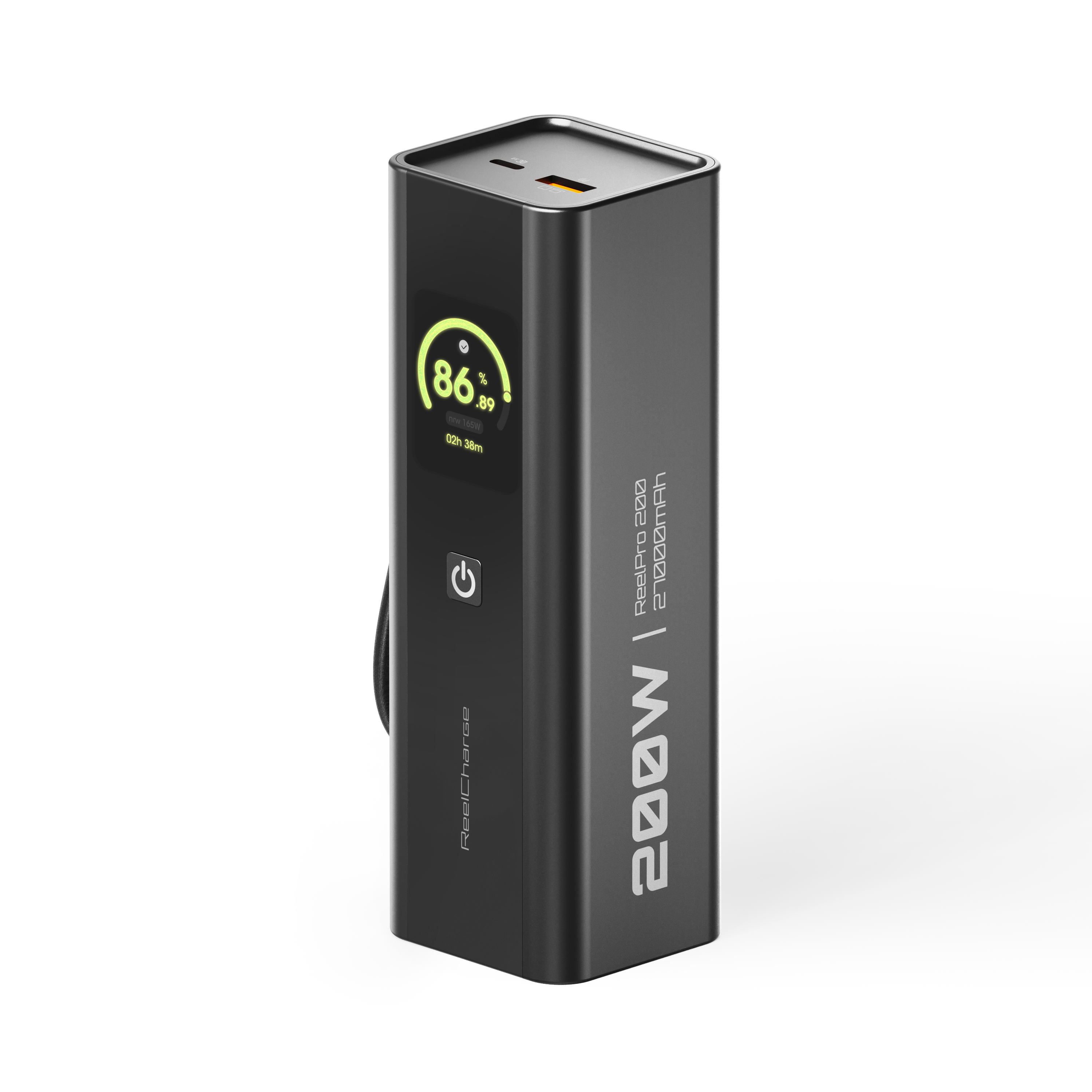 200W 27,000mAh Power Bank w/Integrated 140W USB-C Out Cable, Smart Display, USB-A & C Out