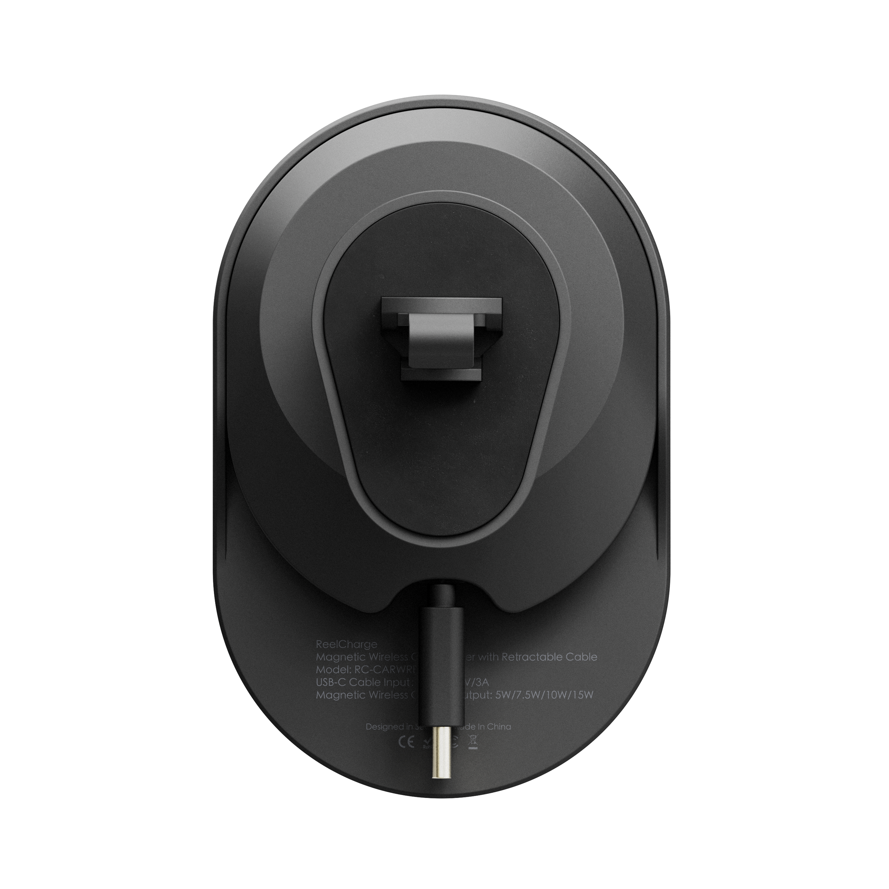 Vent Mounted Wireless Charger with Retractable Cable