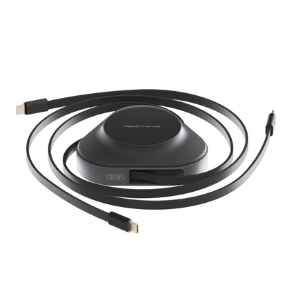 3-in-1 Qi2 100W Power Station w/ 25W Wireless Charging & Dual Retractable USB-C Cables Out