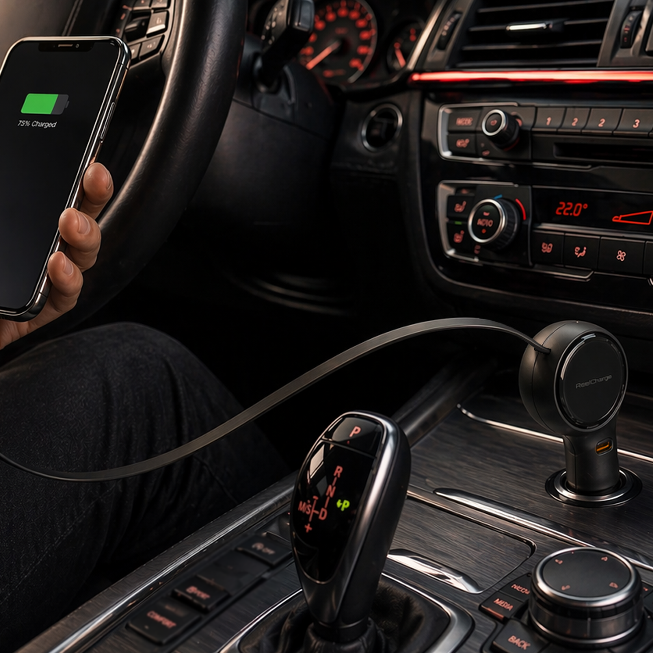 2-in-1 Car Charger with Retractable Cable - 60W