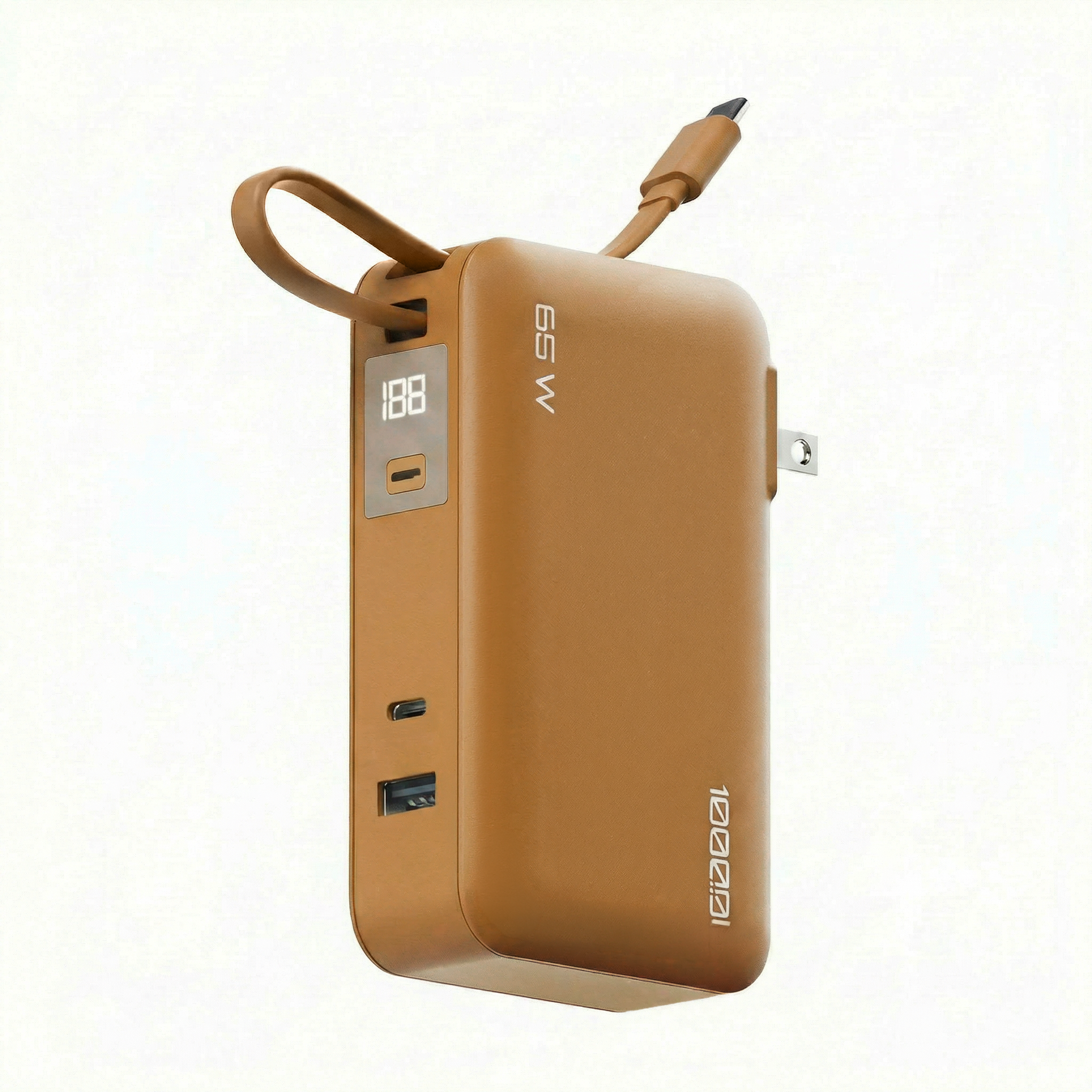 10K mAh Power Bank with Integrated Cable - 65W