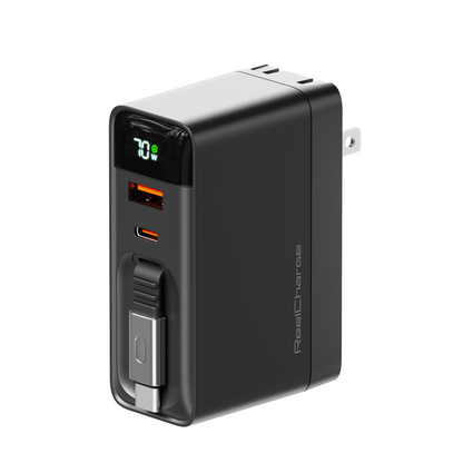 3-in-1 Wall Charger with Retractable Cable - 70W