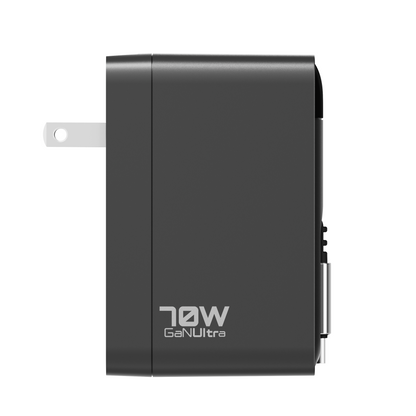 3-in-1 Wall Charger with Retractable Cable - 70W