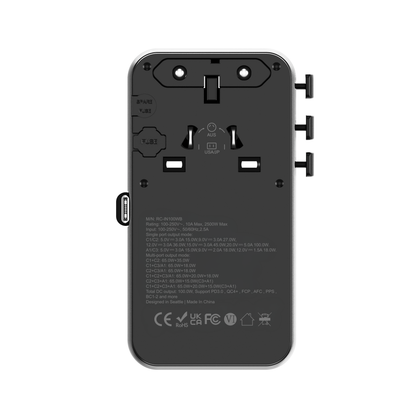 Global Travel Charger with Retractable Cable- 100W