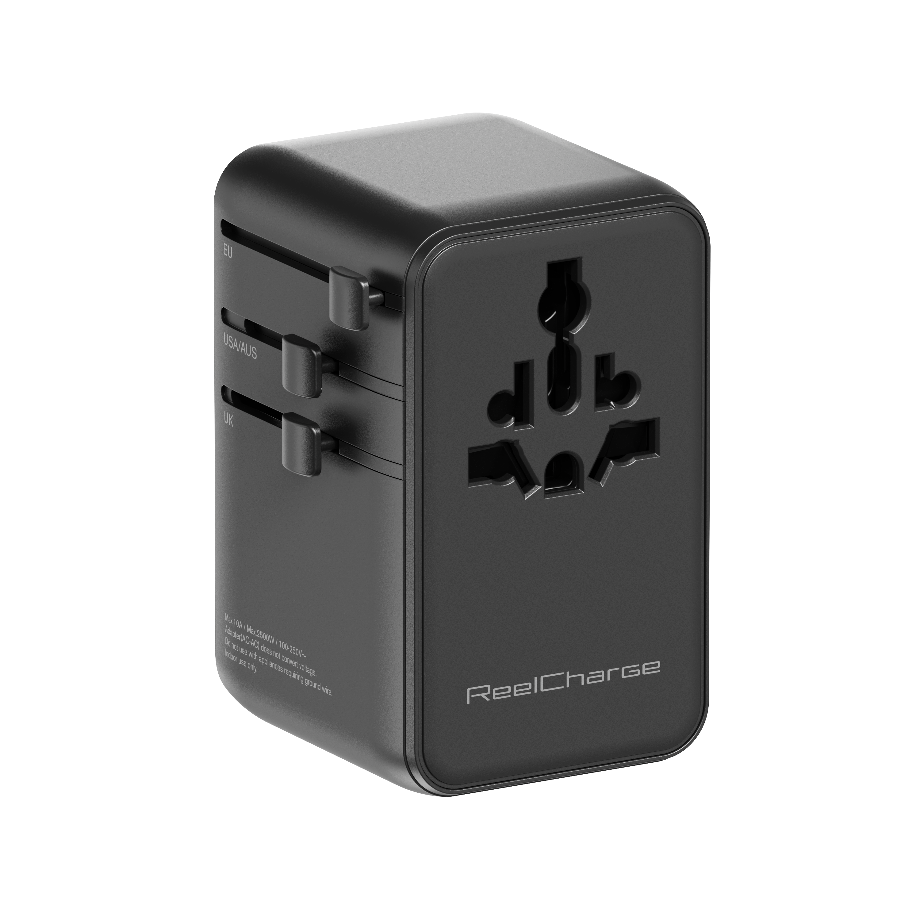 70W Global Travel Charger EU, UK, USA & AUS; includes retractable USB-C Output Cable, US AC Out, USB-A(2) & C Out