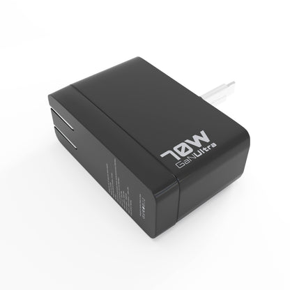 70W USB-C+C+A AVS Wall Charger w/Retractable Cable