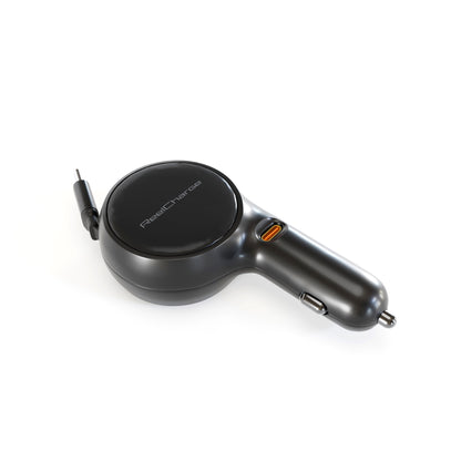 60W Car Charger w/Retractable Cable