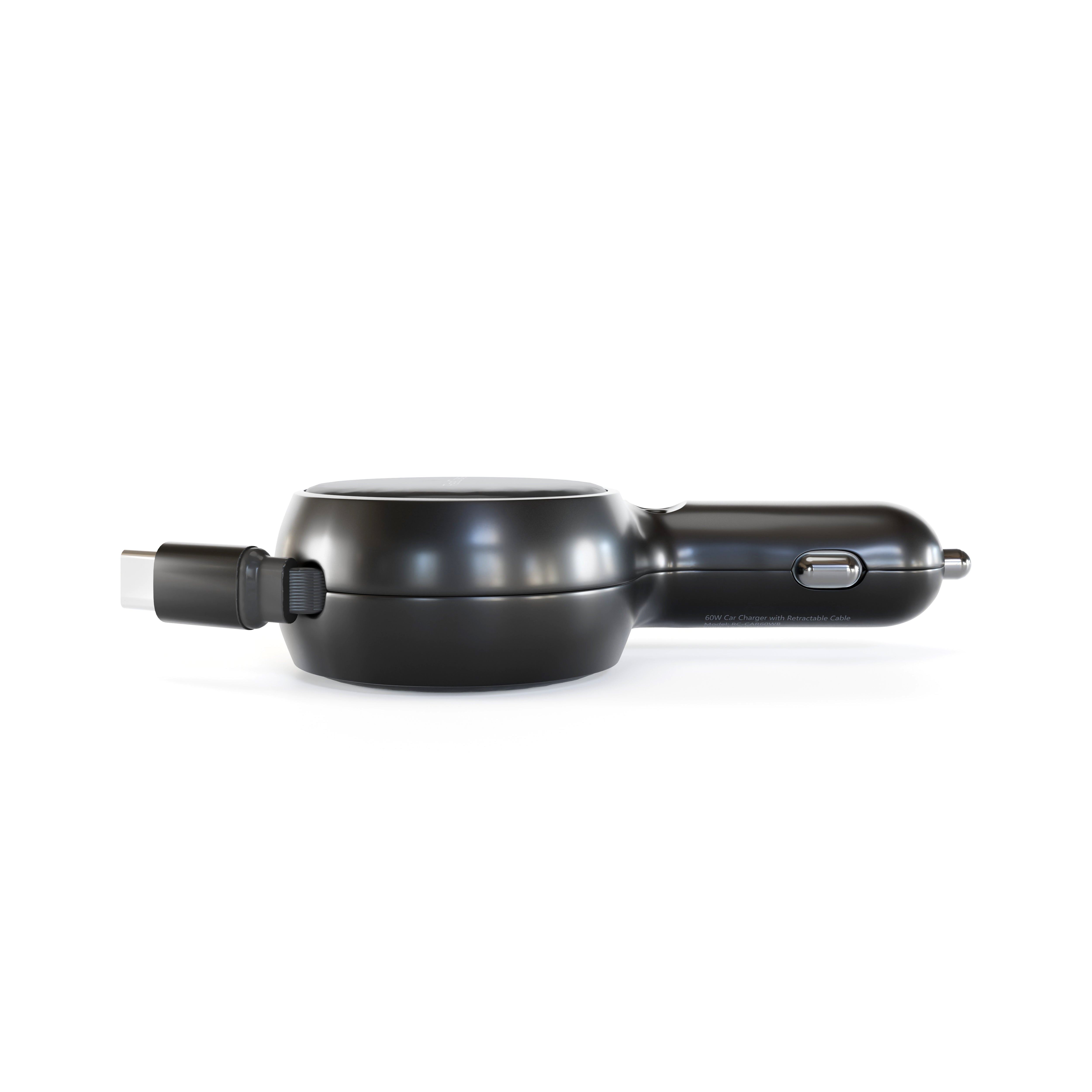 60W Car Charger w/Retractable Cable