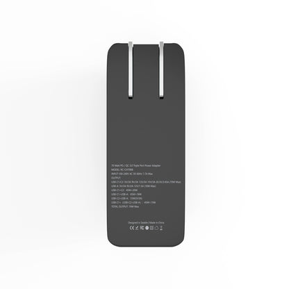 70W USB-C+C+A AVS Wall Charger w/Retractable Cable