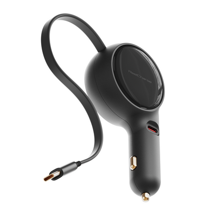 2-in-1 Car Charger with Retractable Cable - 60W