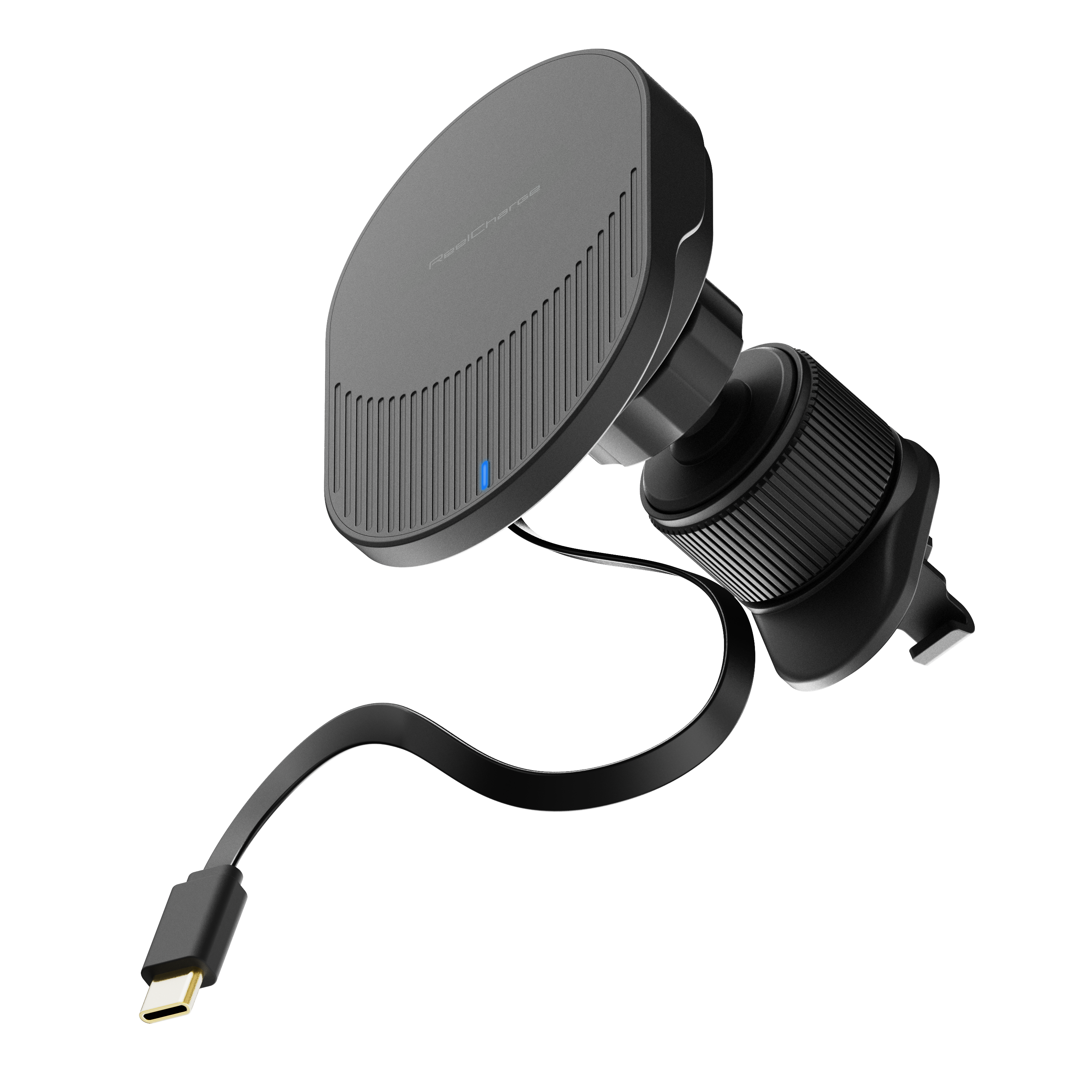 15W Wireless Vent Mount and Charger With a Retractable USB-C Input Cable