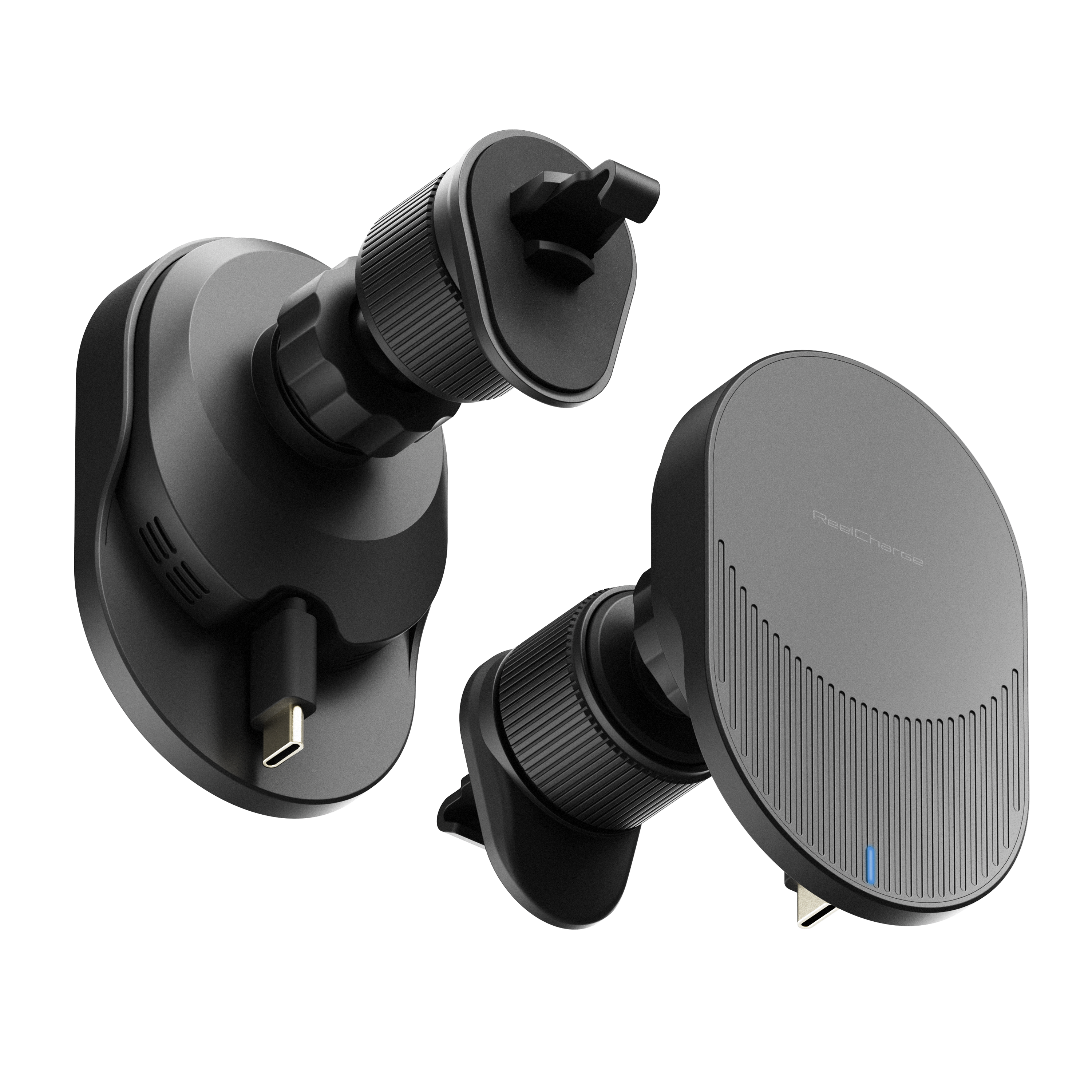 15W Wireless Vent Mount and Charger With a Retractable USB-C Input Cable