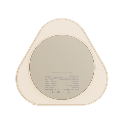 3-in-1 Qi2 100W Power Station w/ 25W Wireless Charging & Dual Retractable USB-C Cables Out