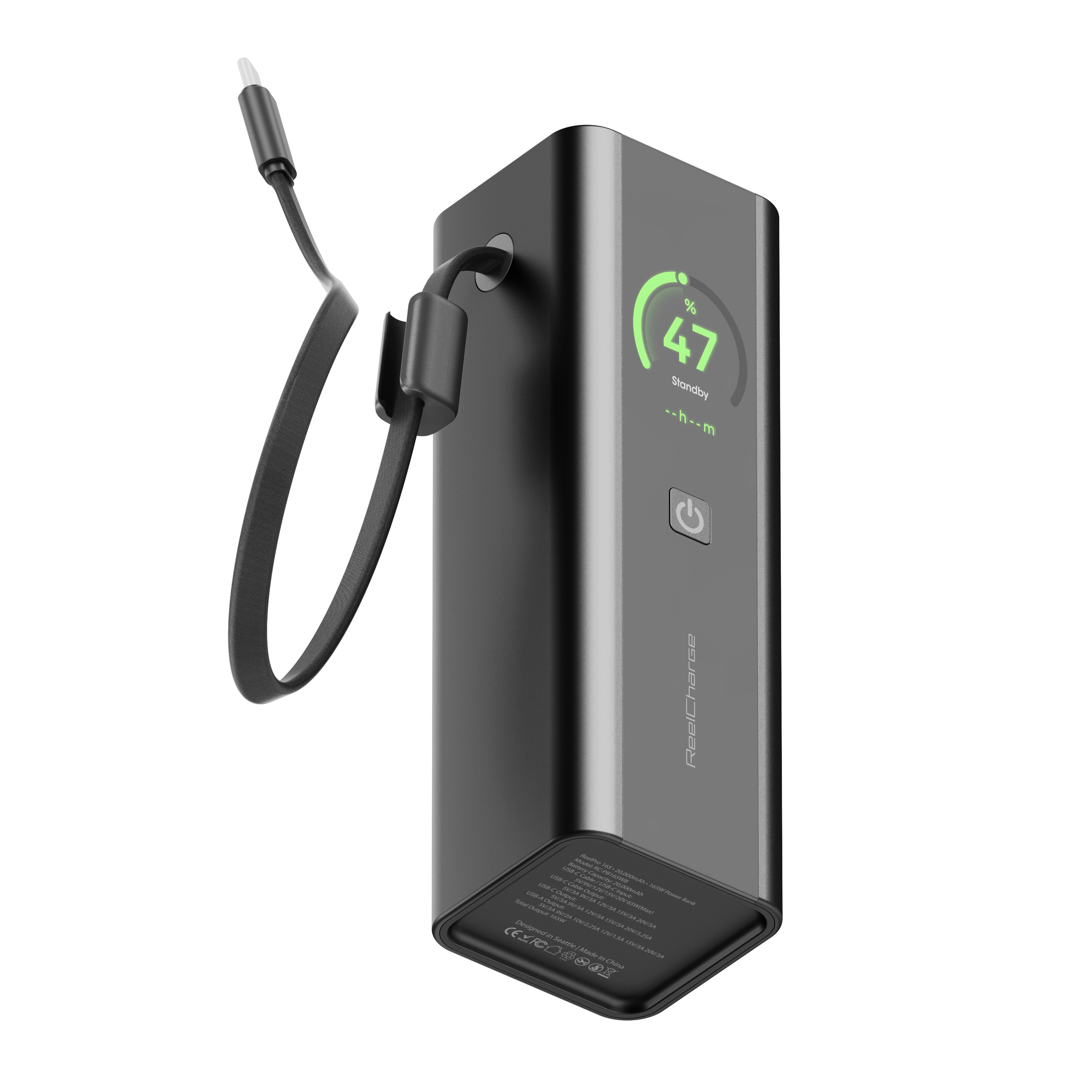 20K mAh Power Bank with Integrated Cable - 165W