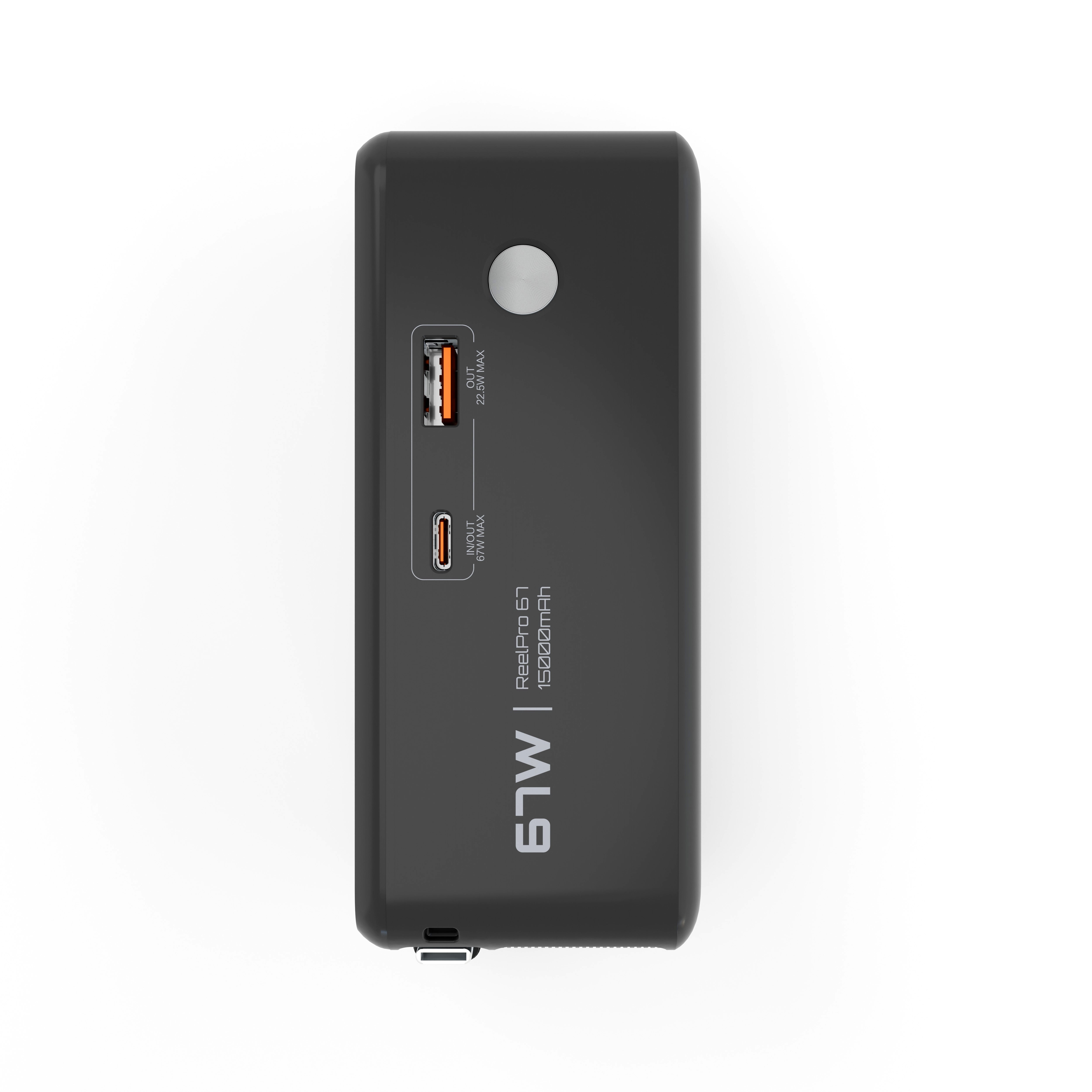 ReelPro 67W 15,000 mAh Power Bank w/ Retractable Cable, Folding prongs