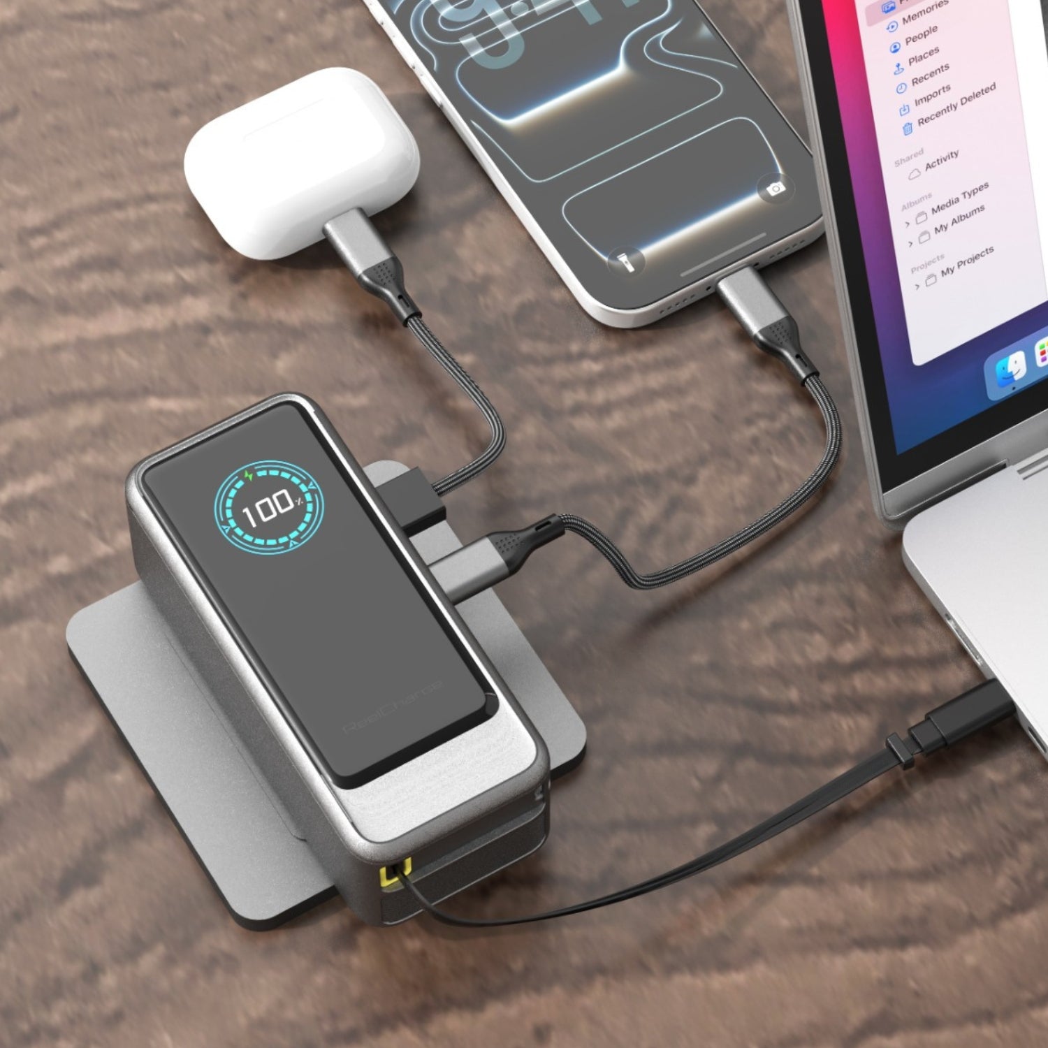 ReelPro 67W Power Bank with Retractable Cable - 15,000 mAh