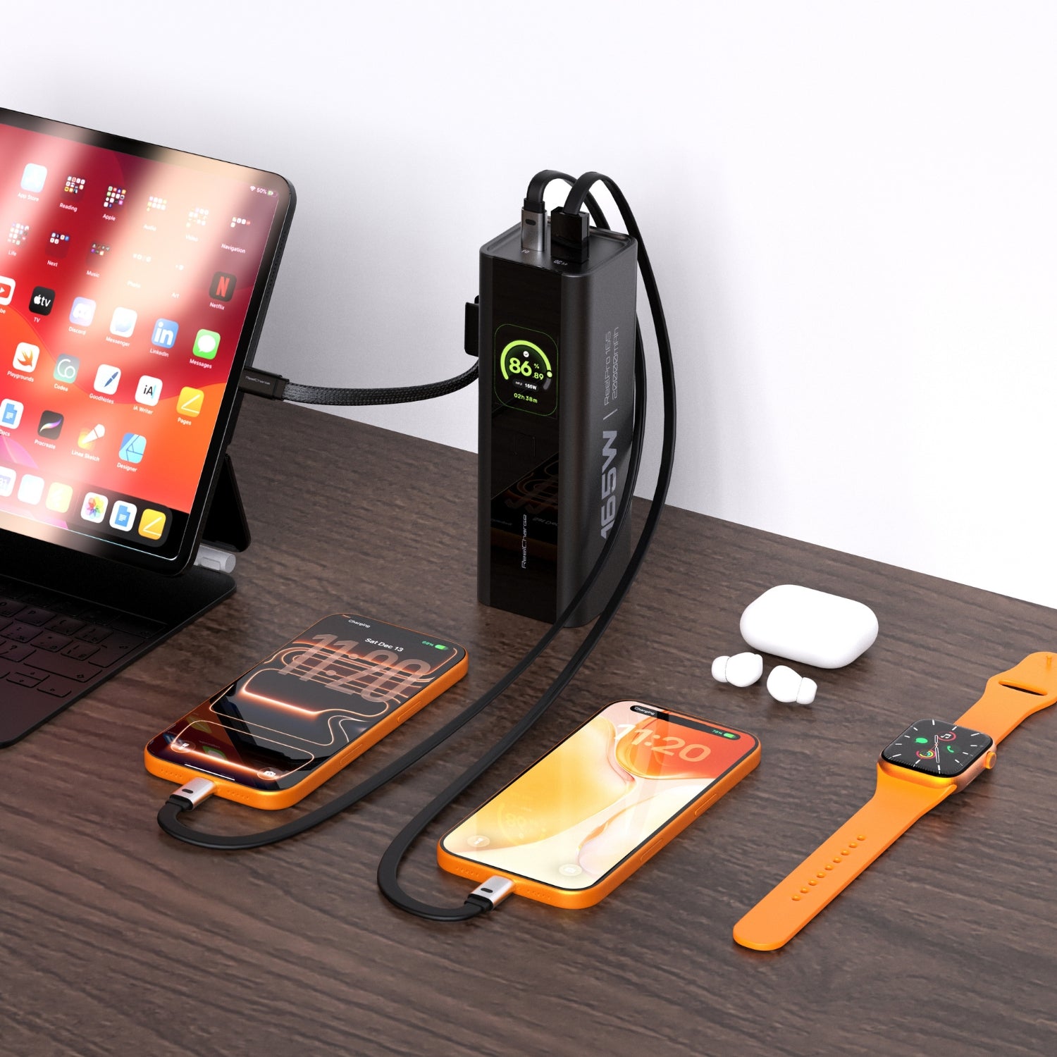 ReelPro 165W Power Bank with Integrated Cable - 20,000 mAh