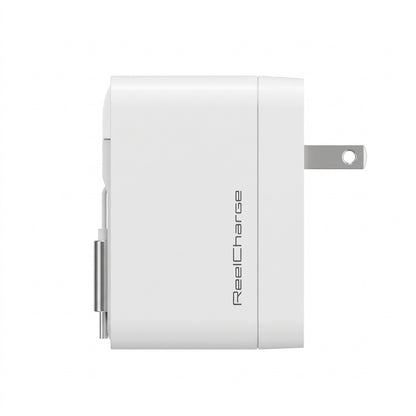 40W Wall Charger w/ Retractable USB-C Cable, LED Display, USB-C port, Folding Prongs