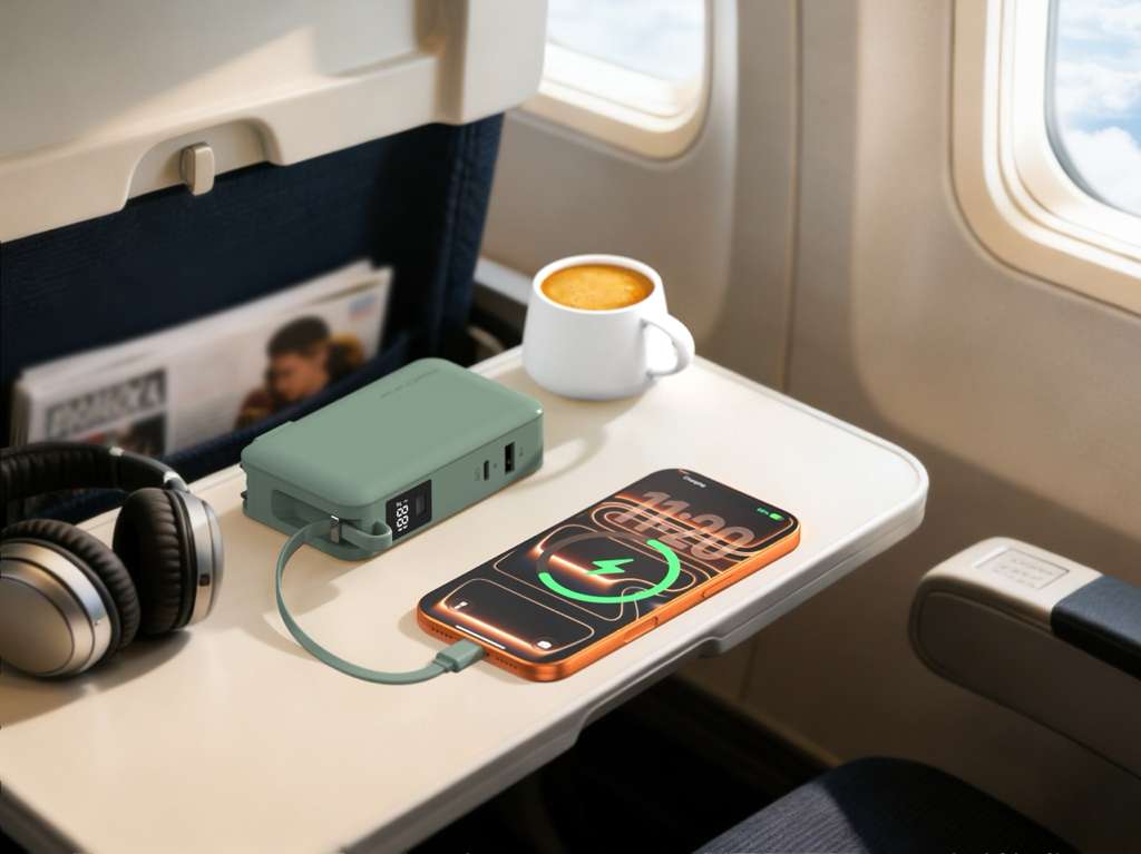 65W 10000 mAh Power Bank w/Integrated USBC-C Cable