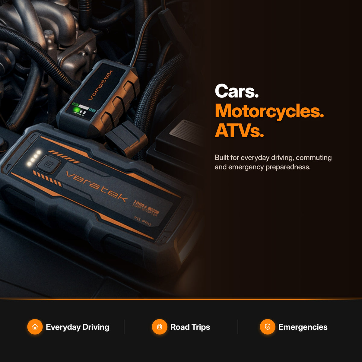 V6 Pro Jump Starter in use