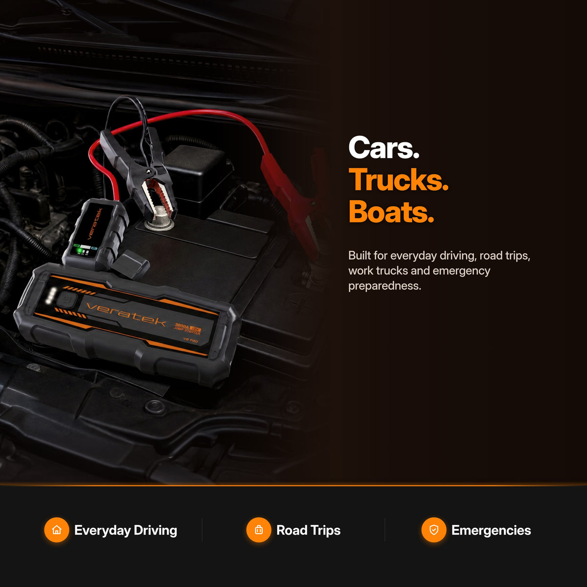 V8 Pro Jump Starter in use
