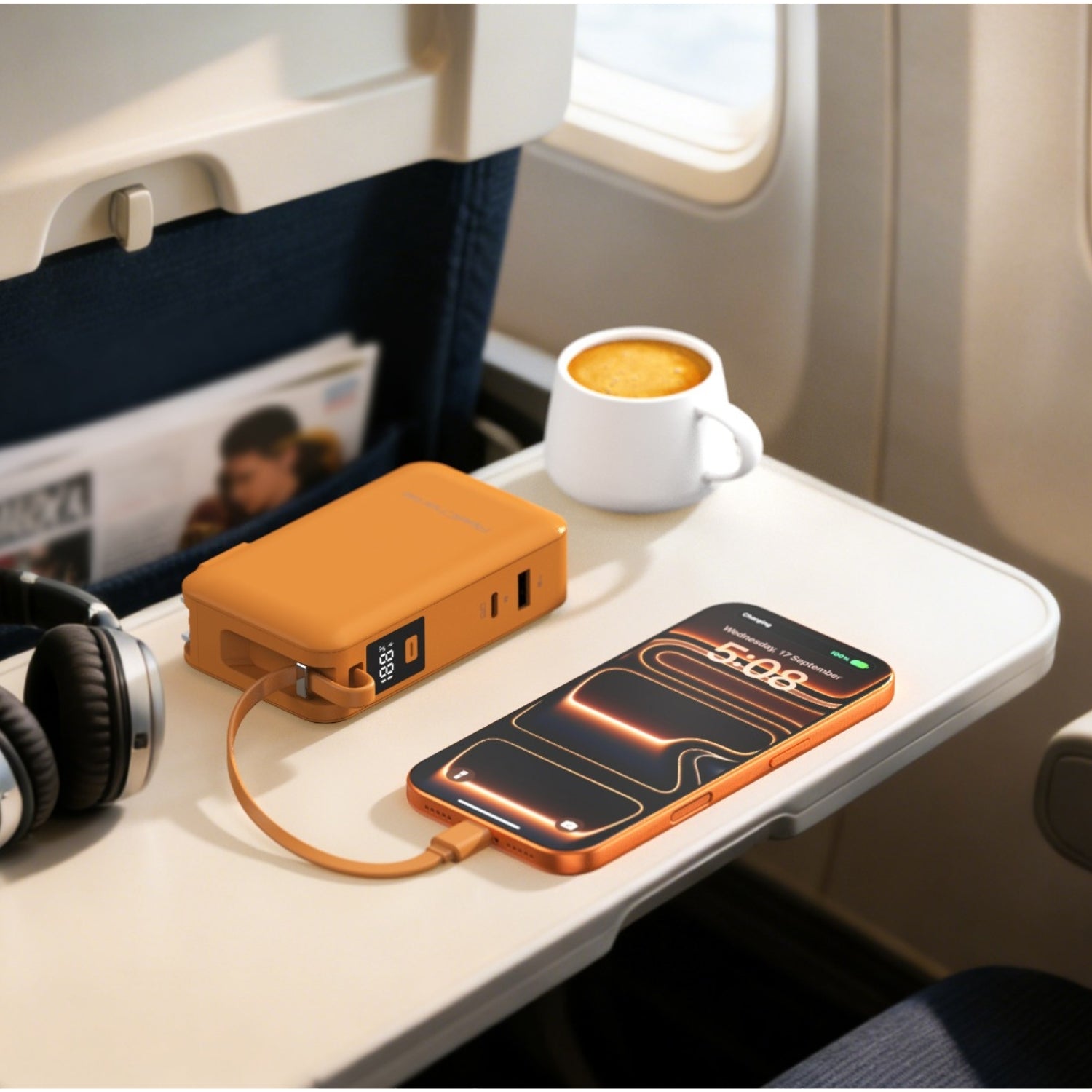 10K mAh Power Bank with Integrated Cable - 65W