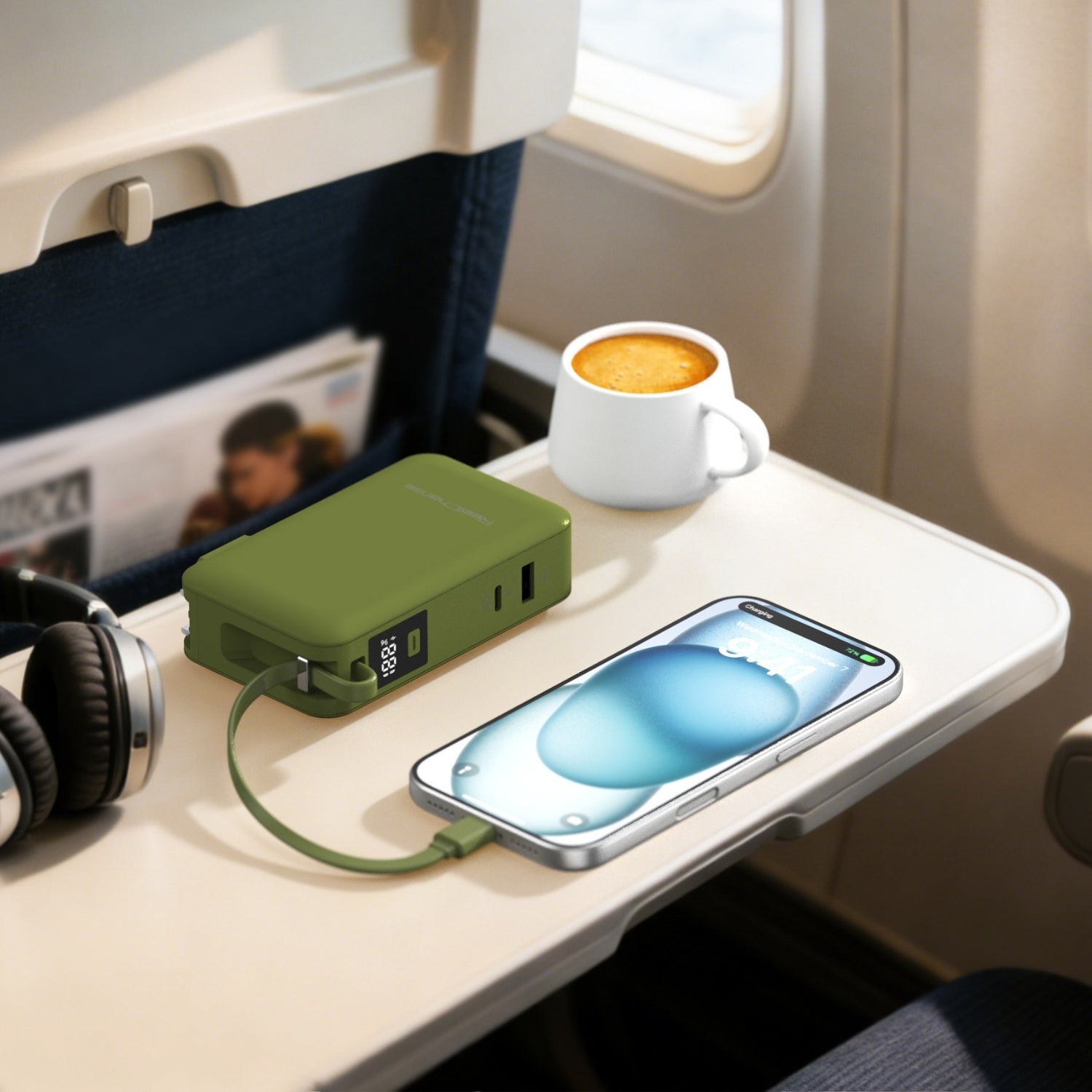 10K mAh Power Bank with Integrated Cable - 65W